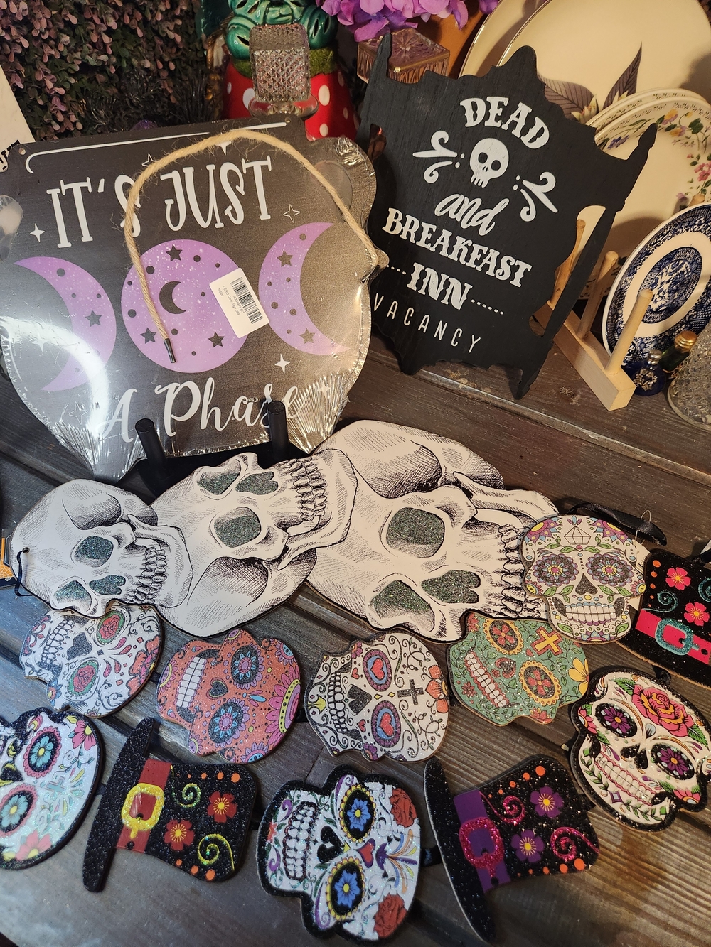 Halloween Dwcor Bundle- Wall Plaque, Sugar Skulls, Witchy, 5 Piece Bundle
